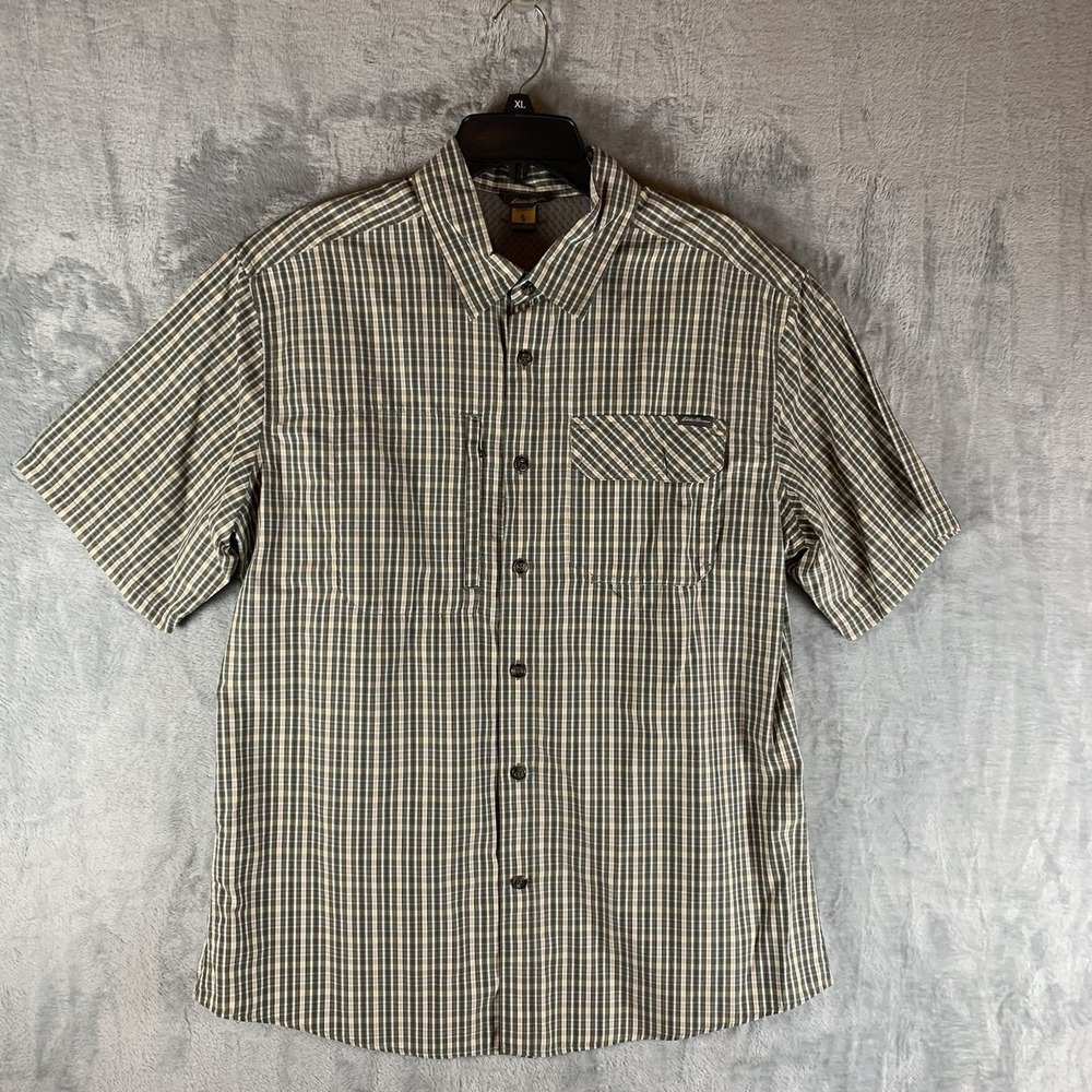 Eddie Bauer Mens First Ascent Shirt L Button Up Short Sleeve Plaid Vented Hiking